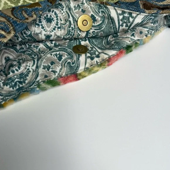 Just Be Blue and Green Crossbody Carpet Bohemian Bag with Geometric Pattern - Picture 9 of 16